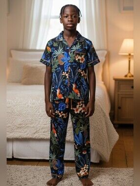 Cyberjammies Kids Tropical Toucan Pajama Set - Blue/Black/Orange/Green 3080